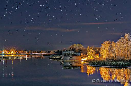 Swale Boathouses At Night_P1010030.jpg - Photographed along the Rideau Canal Waterway at Smiths Falls, Ontario, Canada.